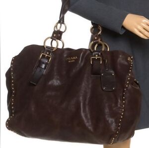 Authentic Prada Dark Brown Nappa Leather Tote